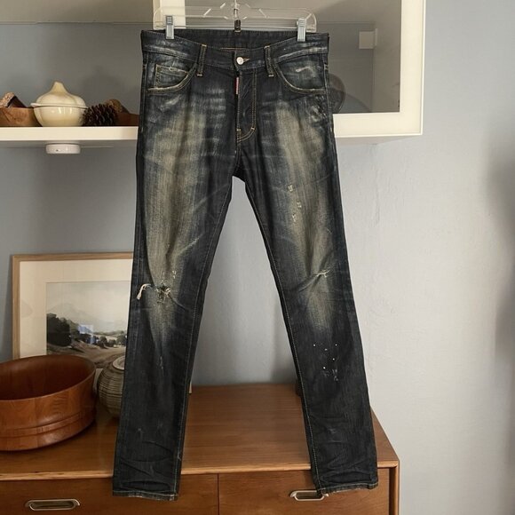Dsquared2 Vintage Distressed Lowrise Slim Leg Jeans Mens 44